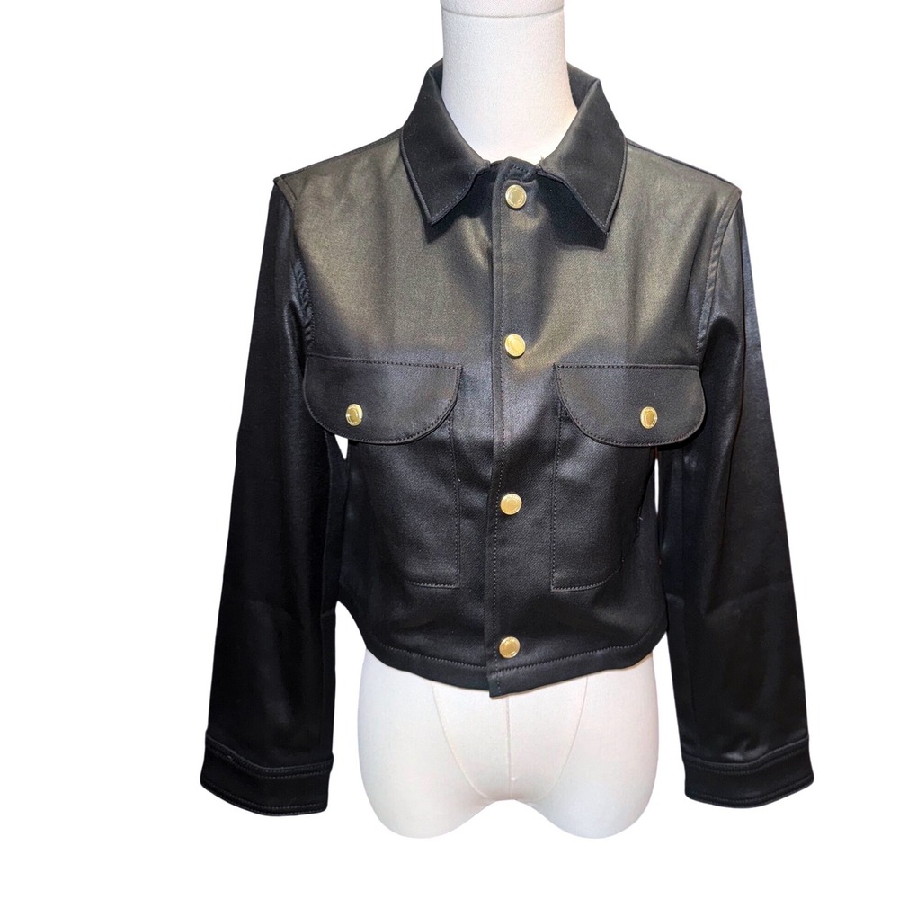 DL1961 Manning Jacket Black Coated Denim Gold Hardware Size Girls Large NEW‎